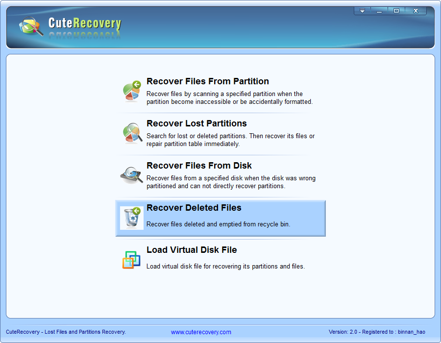 Deleted File Recovery - Start Wizard