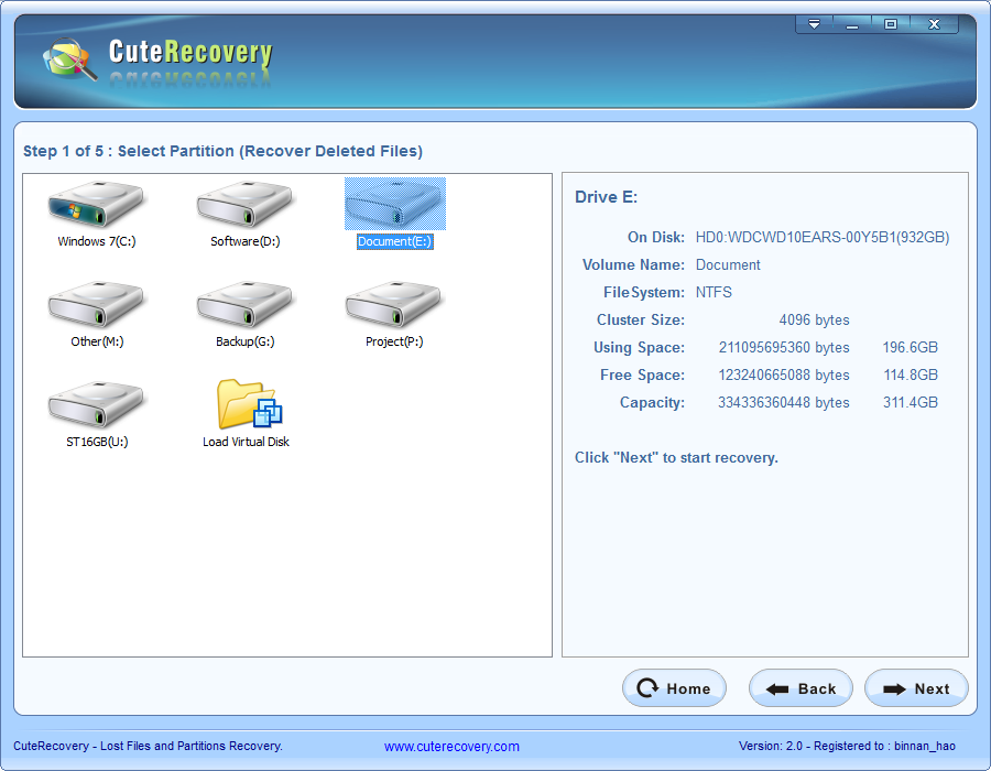 Deleted File Recovery - Select Partition