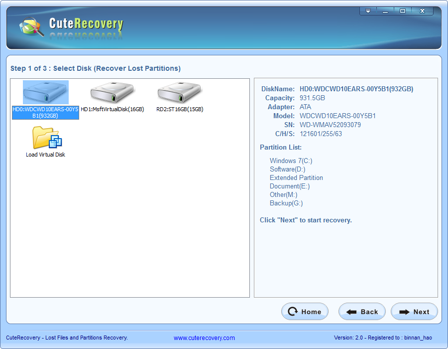 Lost Partition Recovery - Select Disk