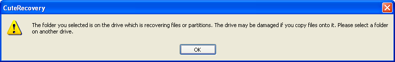 Deleted File Recovery - Target Folder Warning